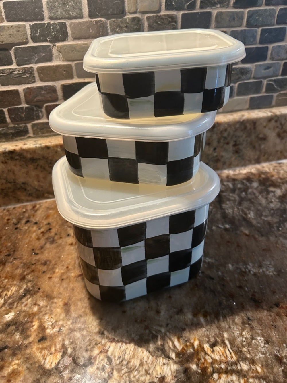 Checkerboard Black & White Food Storage Container Set